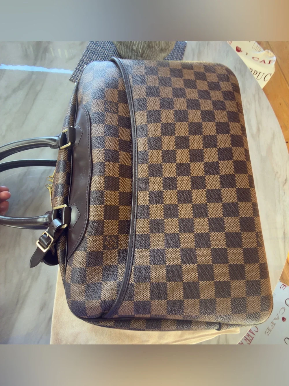 Louis Vuitton Brown Damier Ebene Checkered Briefcase with Gold Hardware